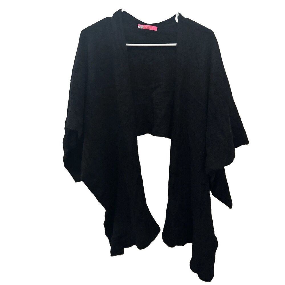 Lilly Pulitzer Cape Sweater Women One Size Black Cashmere Open Front Wrap Shawl